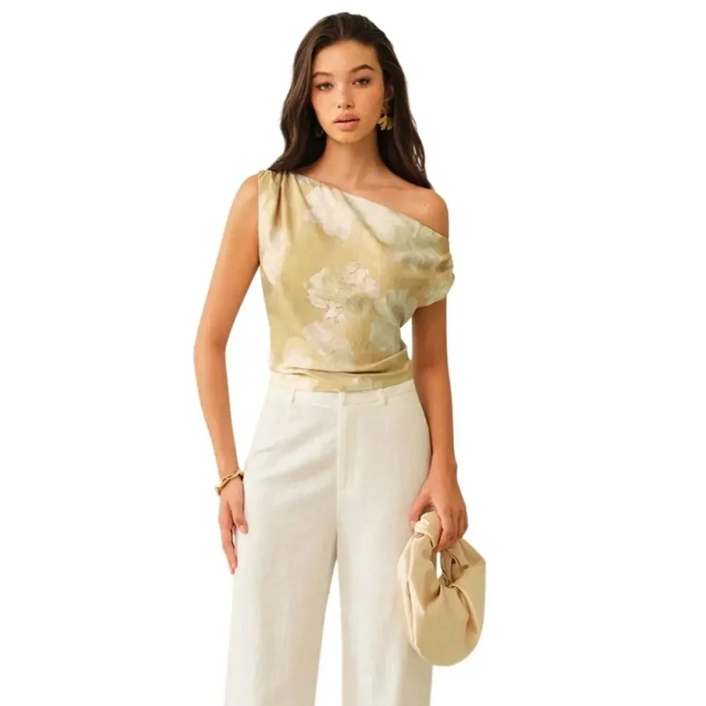 Commense One-Shoulder Floral-Patterned Top L NWT - Picture 2 of 8